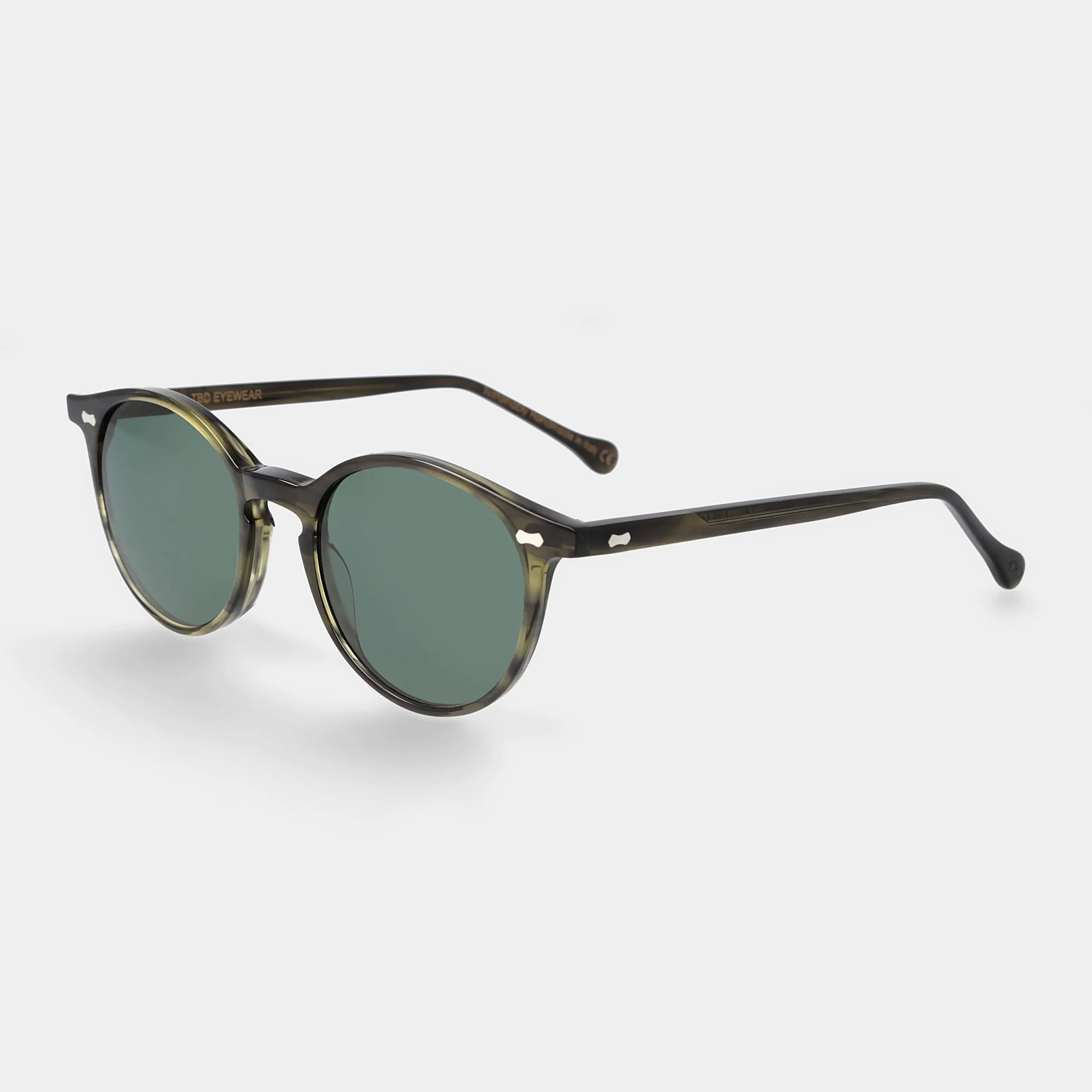 TBD Eyewear Cran Eco Green Bottle Green Lens Sunglasses Angle