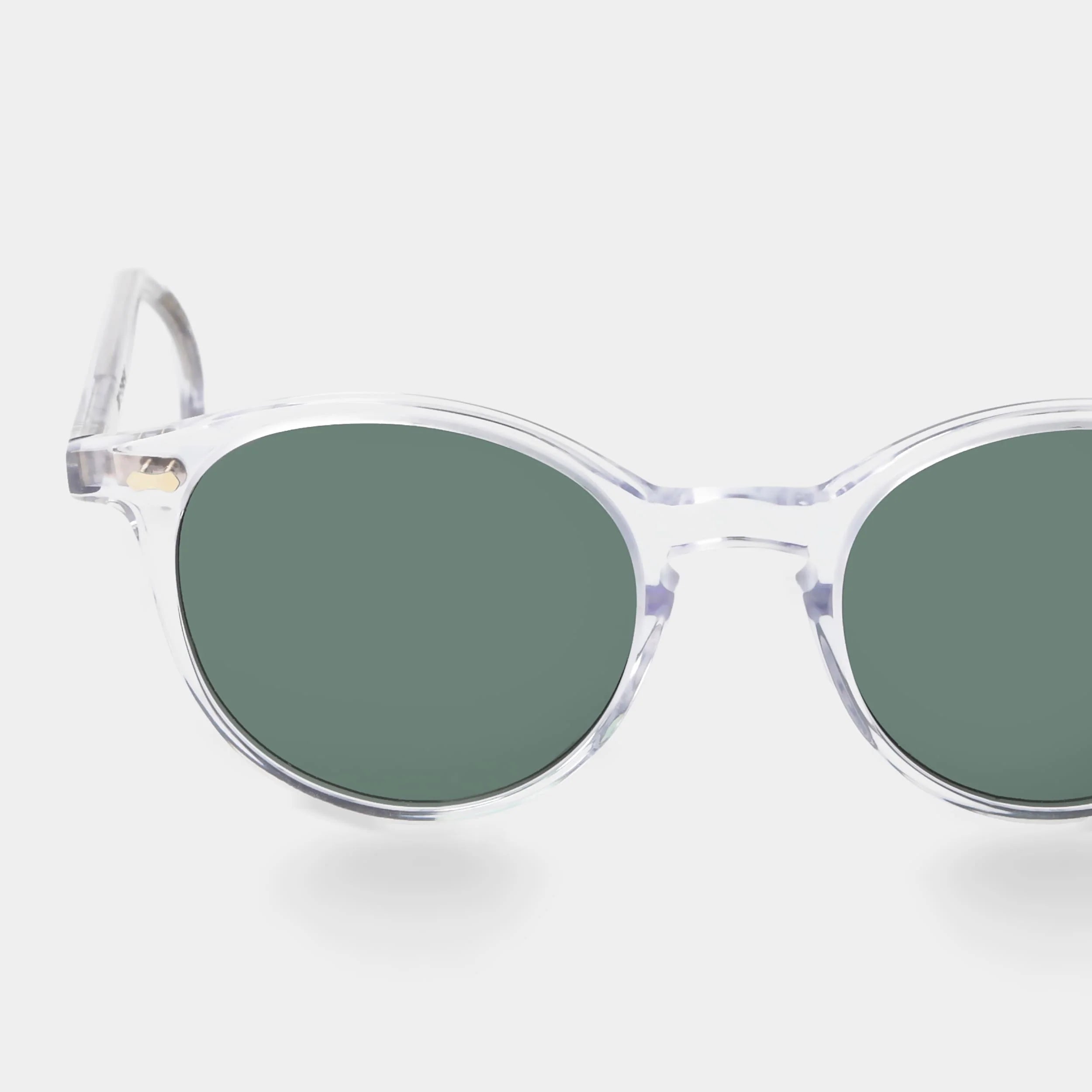 TBD Eyewear Cran Eco Transparent Bottle Green Lens Sunglasses Detail