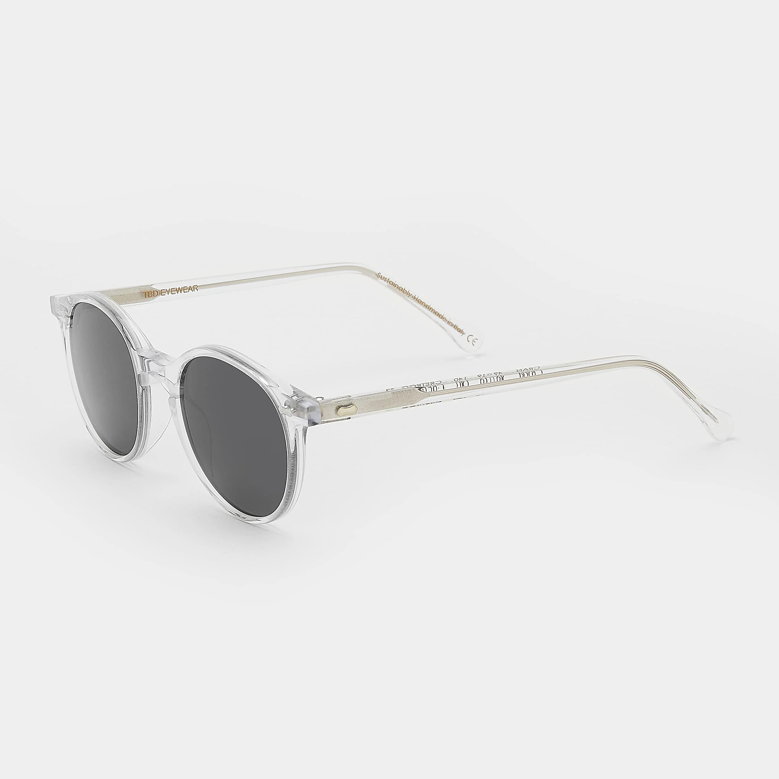 TBD Eyewear Cran Eco Transparent Grey Lens Sunglasses Angle