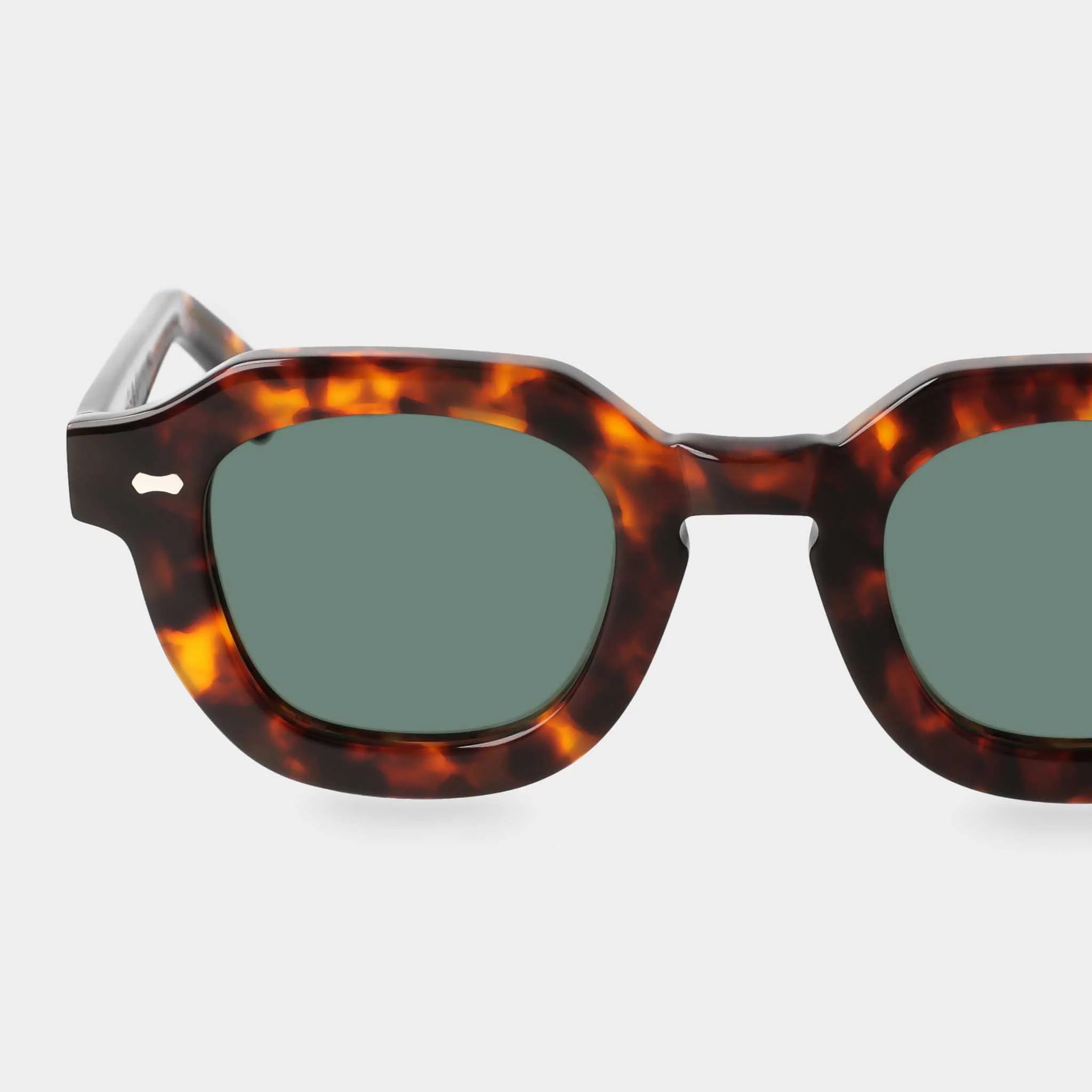 TBD Eyewear Juta Eco Spotted Havana Bottle Green Lens Sunglasses Detail