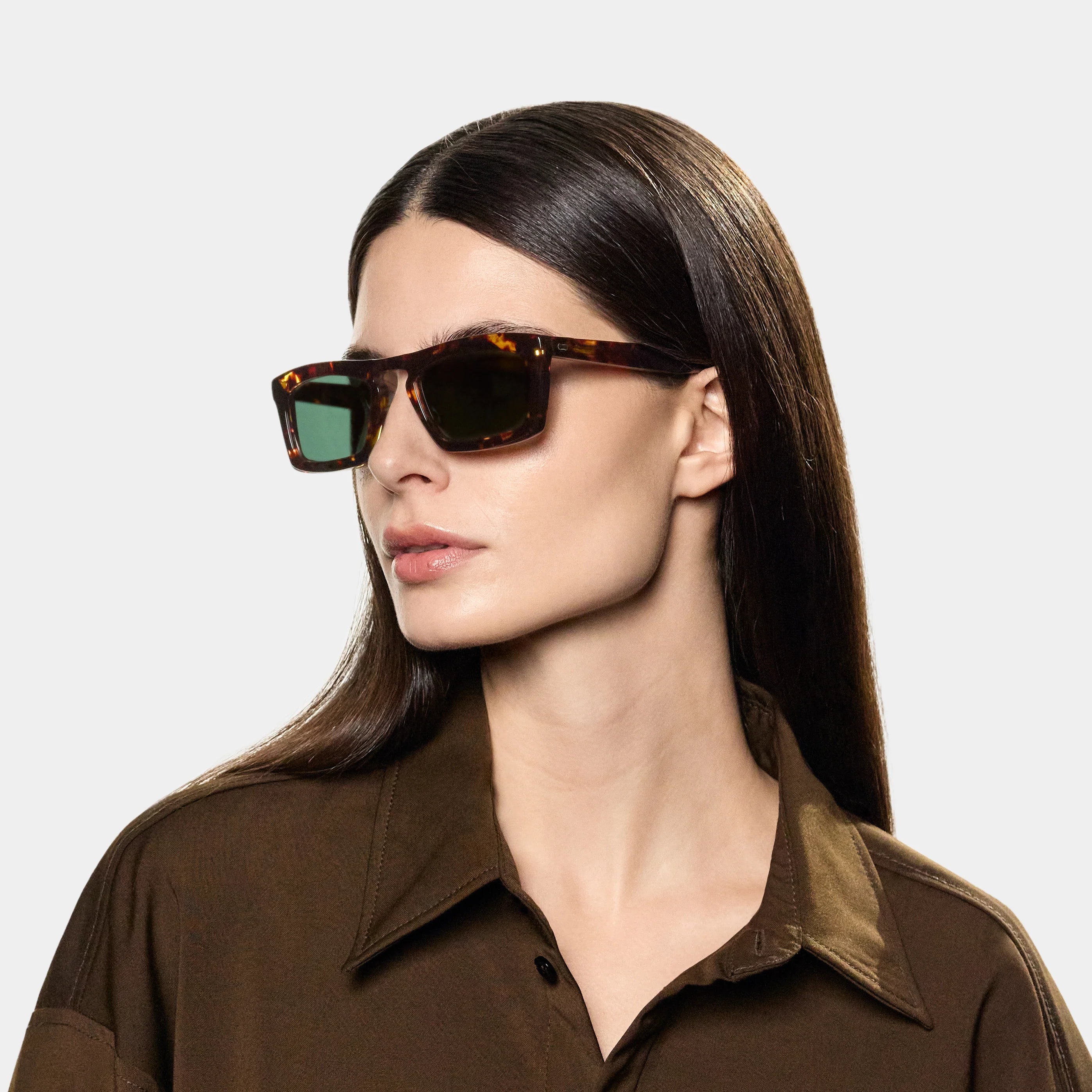 TBD Eyewear Leaf Eco Dark Havana Bottle Green Lens Sunglasses Woman