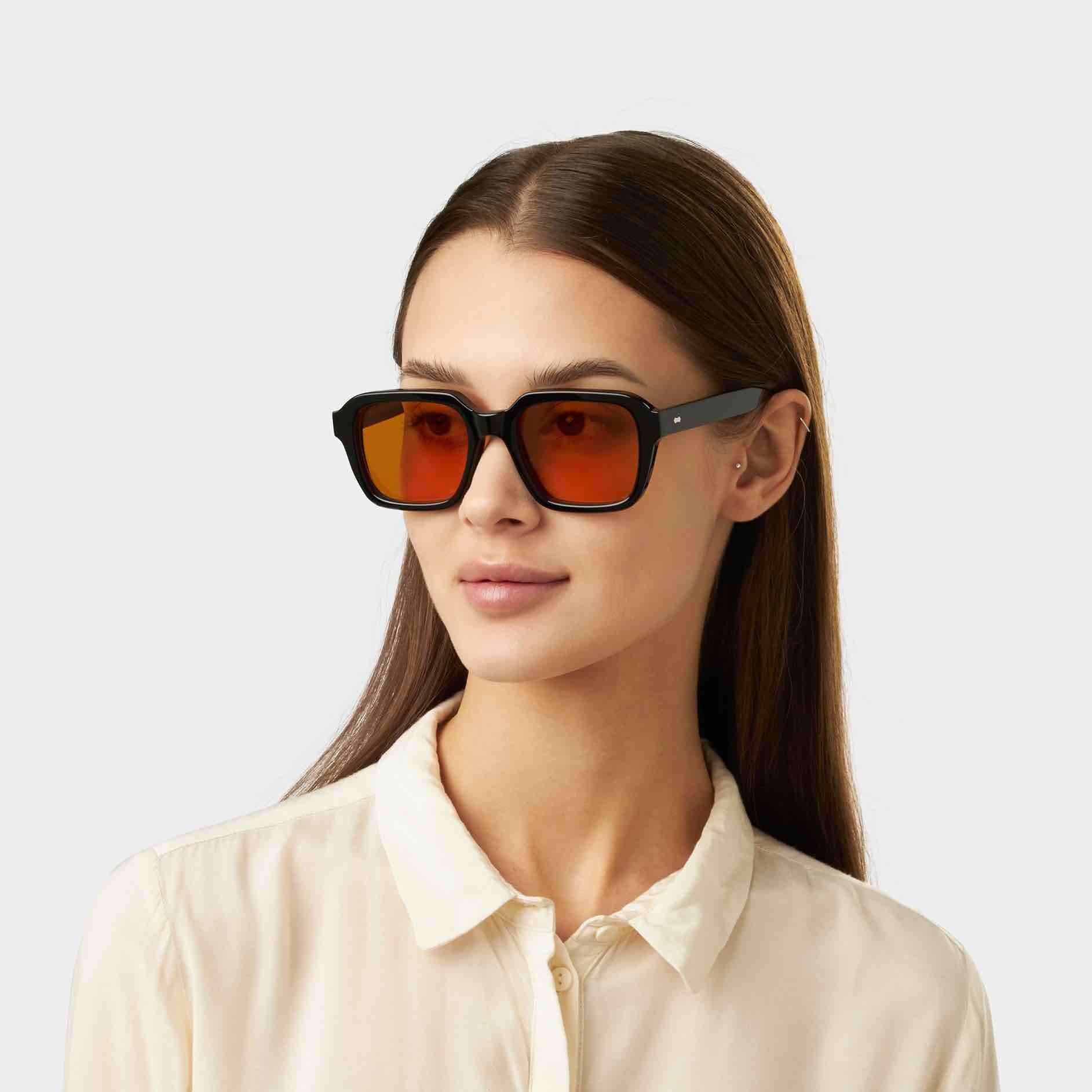 TBD Eyewear Lino Eco Black Orange Lens Sunglasses Woman