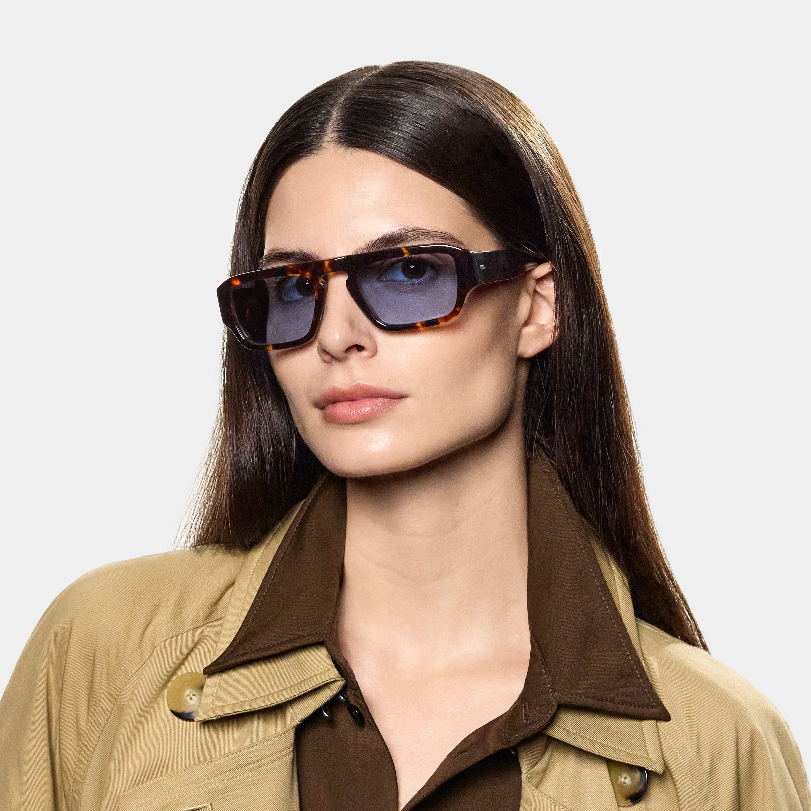 TBD Eyewear Mist Eco Dark Havana Blue Lens Sunglasses Woman