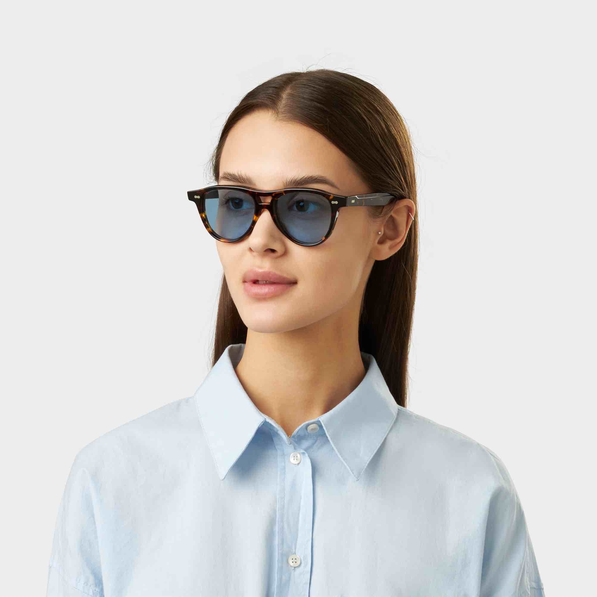 TBD Eyewear Piquet Eco Dark Havana Blue Lens Sunglasses Woman