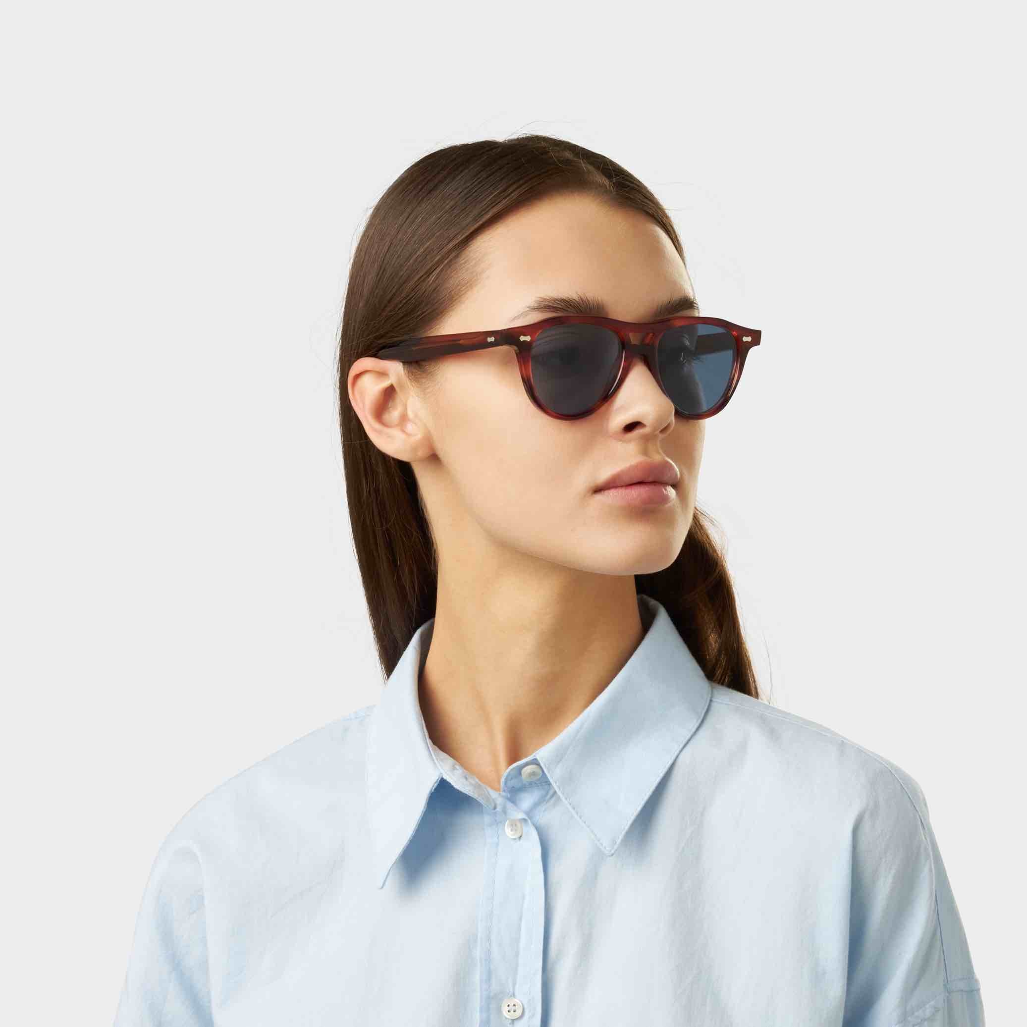 TBD Eyewear Piquet Eco Havana Blue Lens Sunglasses Woman