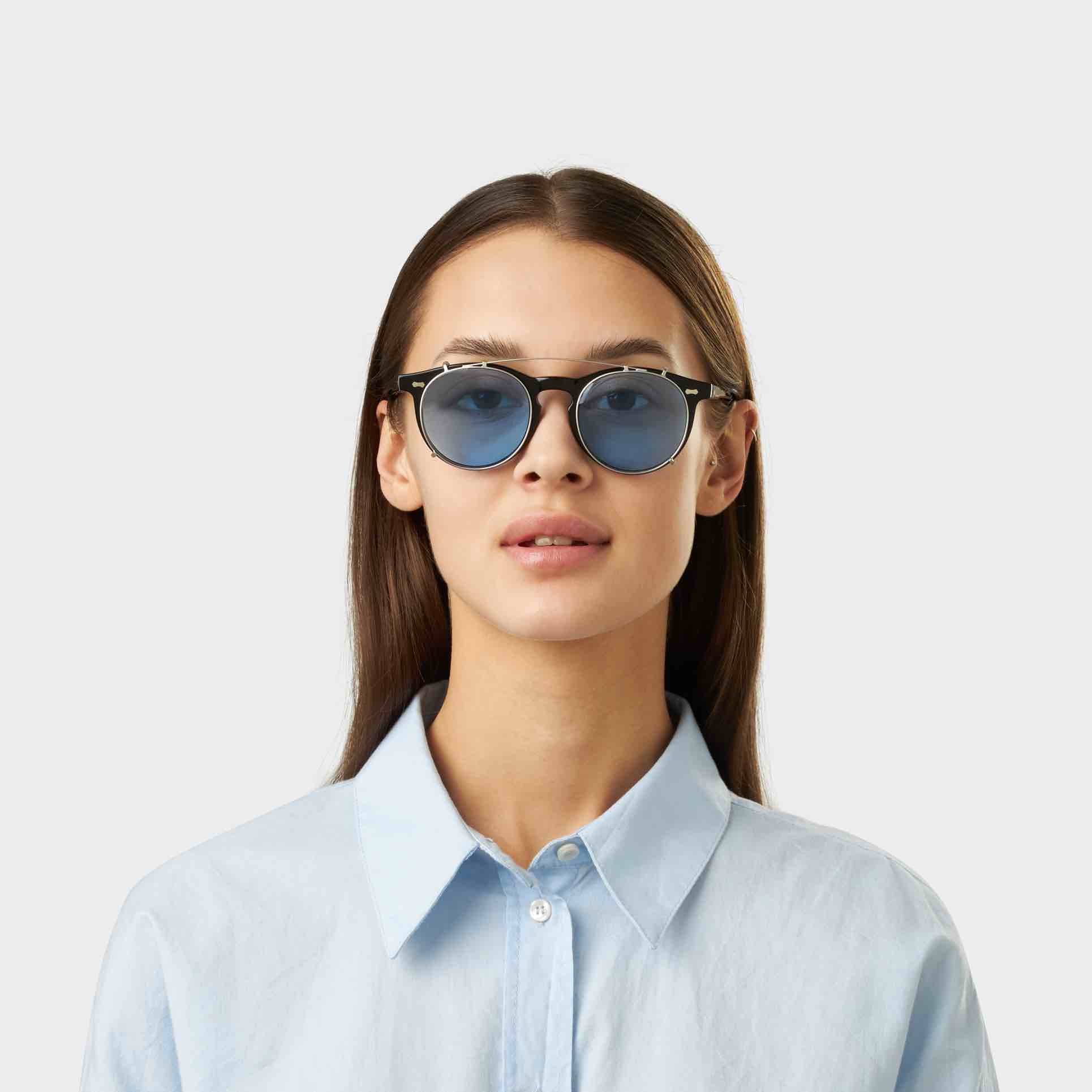 TBD Eyewear Pleat Eco Black Blue Lens Sunglasses Woman