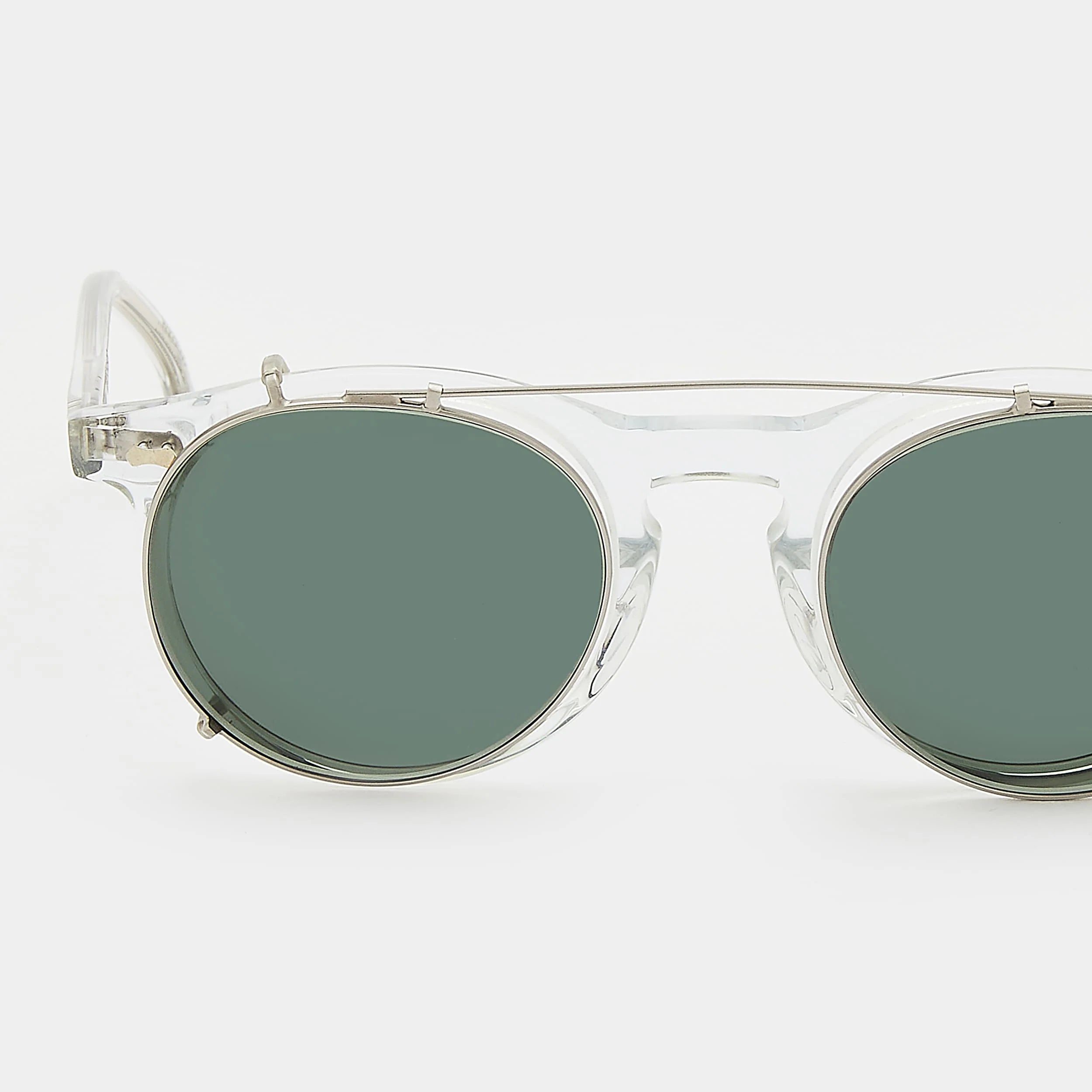 TBD Eyewear Pleat Eco Transparent Bottle Green Lens Sunglasses Detail