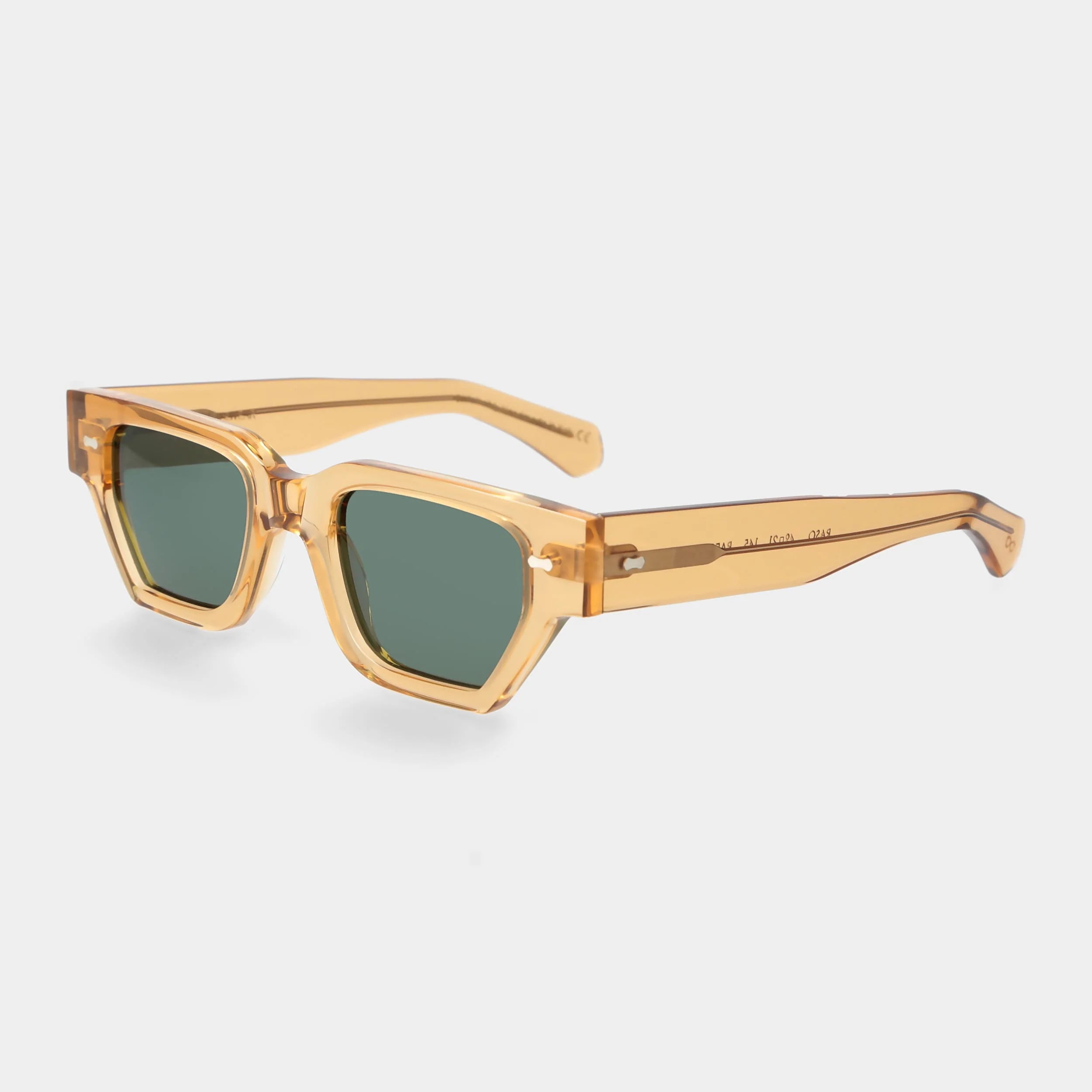 TBD Eyewear Raso Eco Champagne Bottle Green Lens Sunglasses Angle