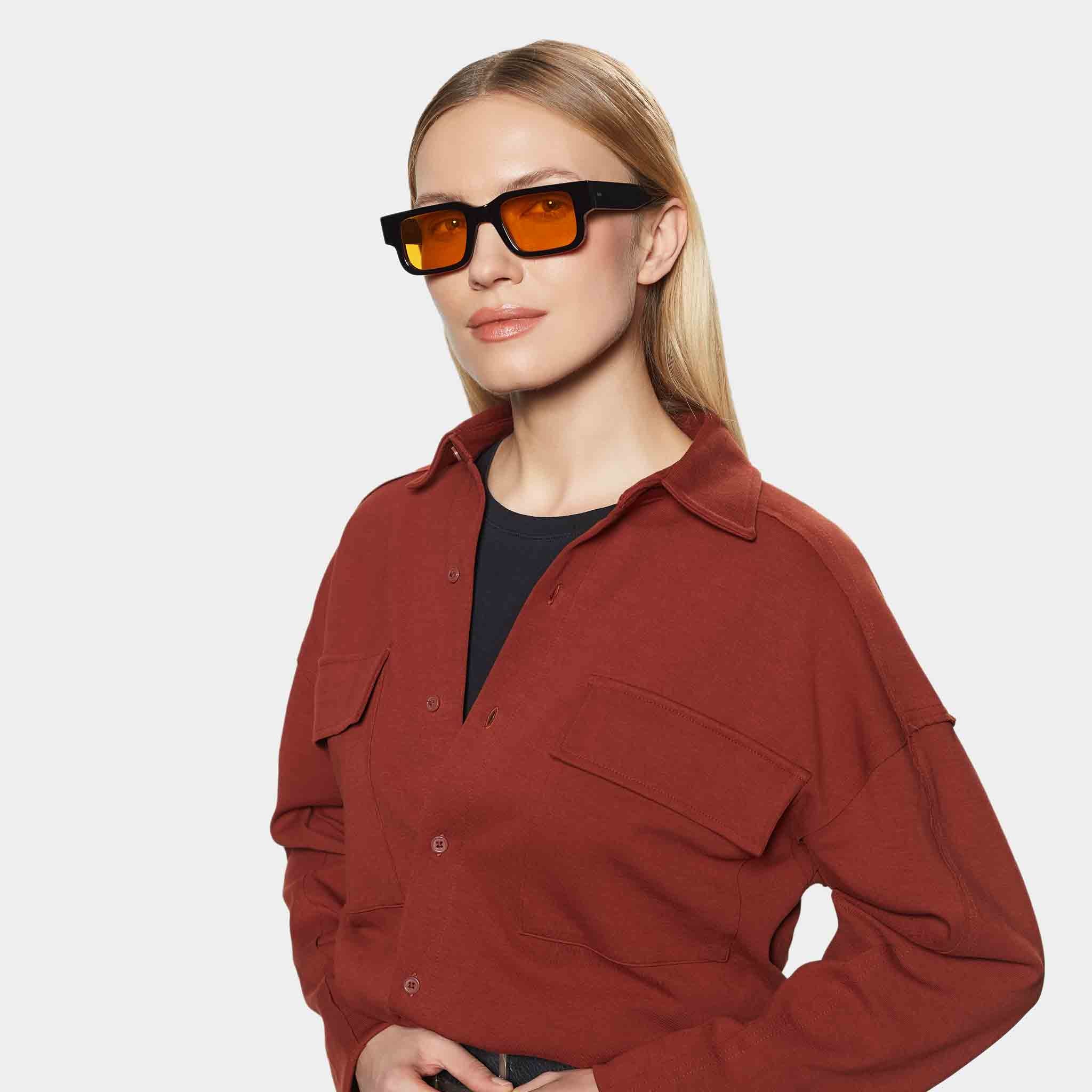 TBD Eyewear Silk Eco Black Orange Lens Sunglasses Woman