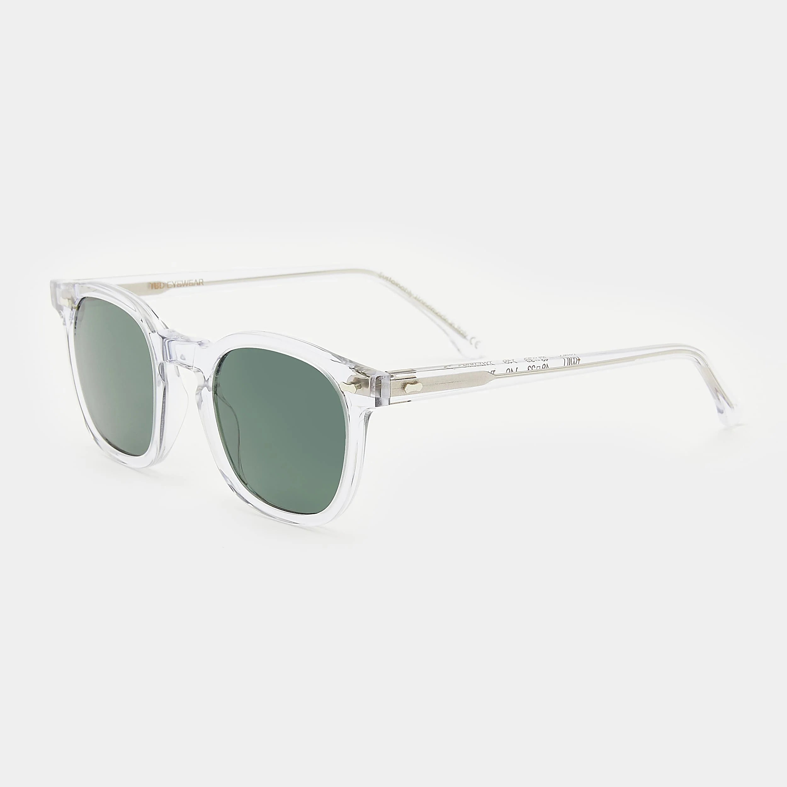 TBD Eyewear Twill Eco Transparent Bottle Green Lens Sunglasses Angle