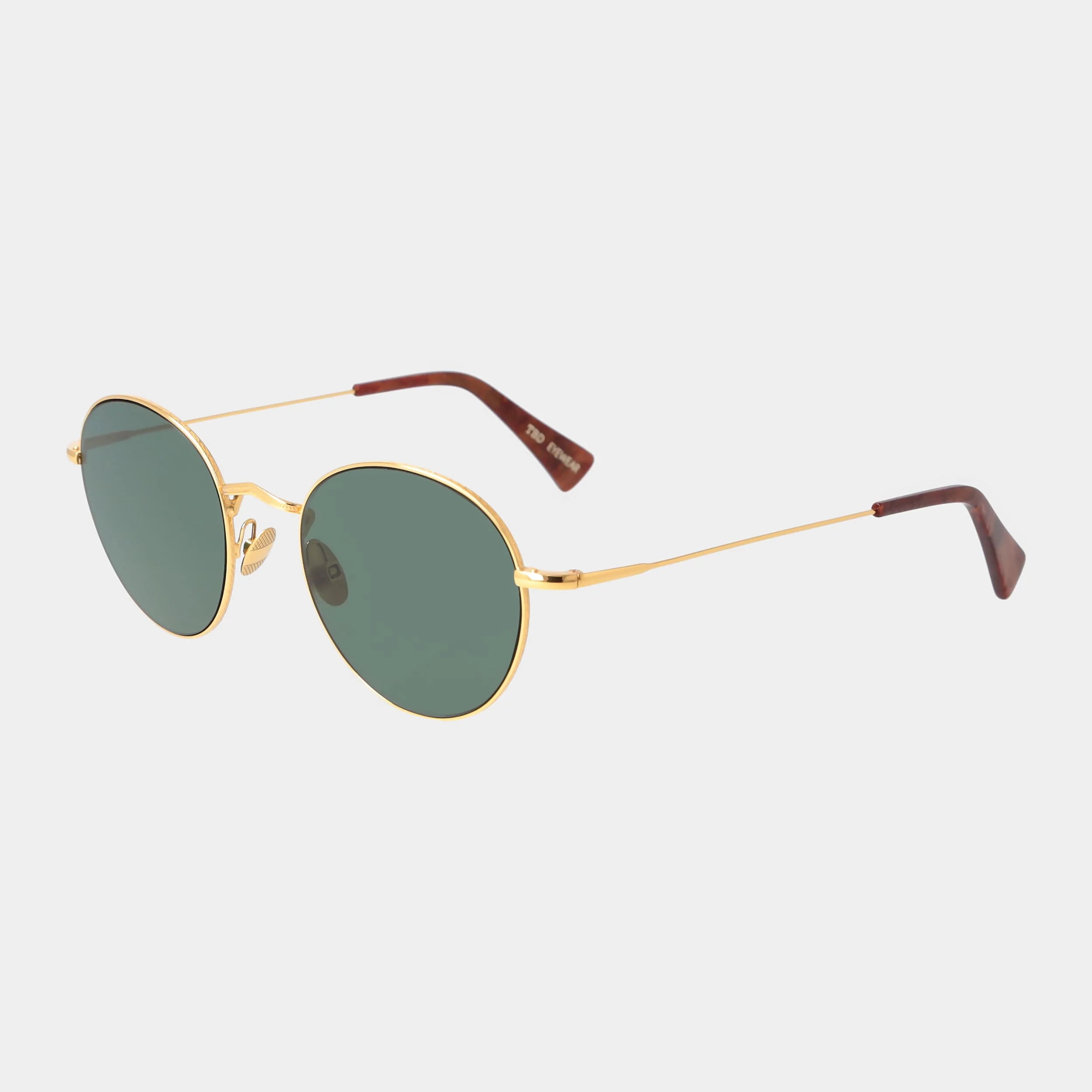 TBD Eyewear Vicuña 24K Gold Bottle Green Lens Sunglasses Angle