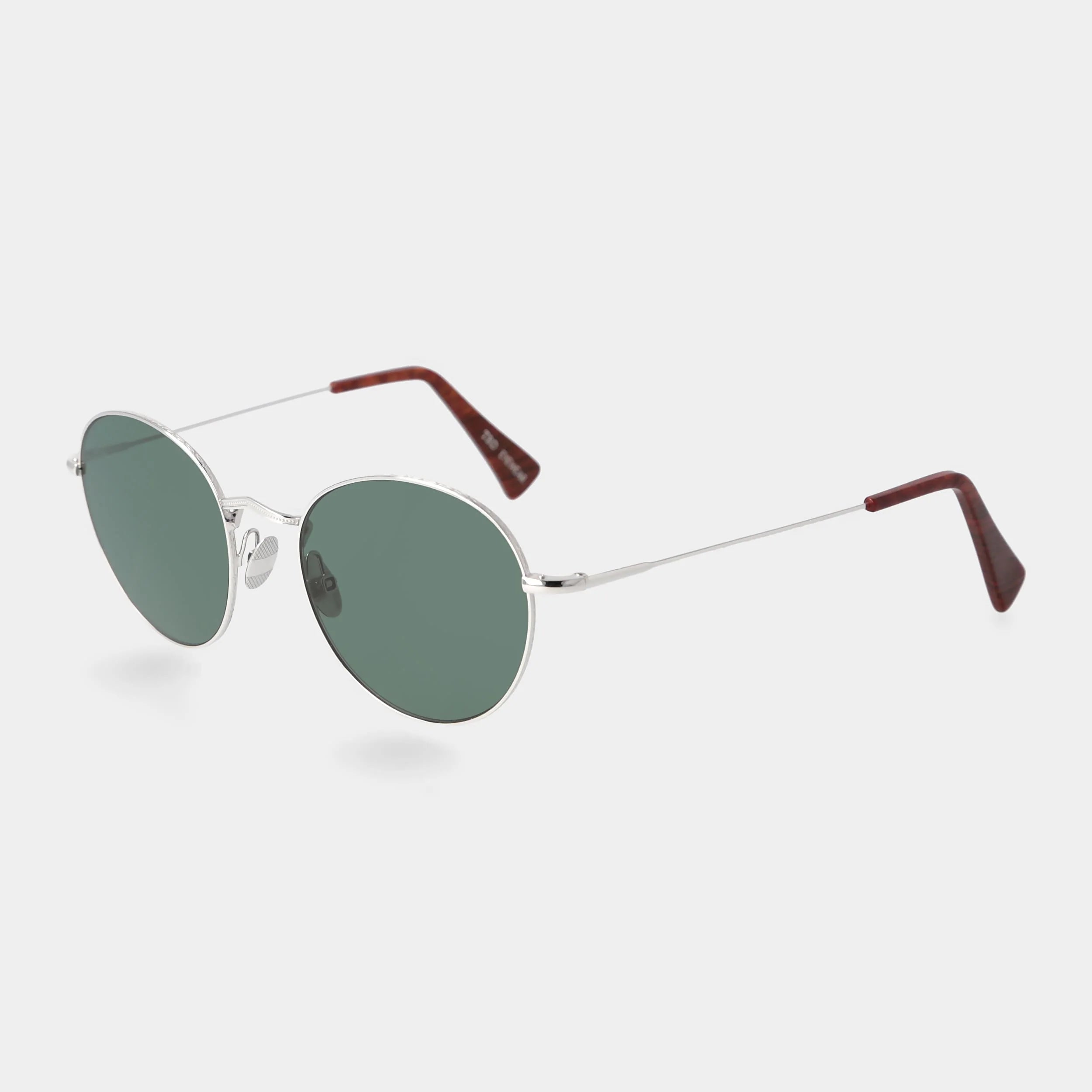 TBD Eyewear Vicuña Rhodium Bottle Green Lens Sunglasses Angle