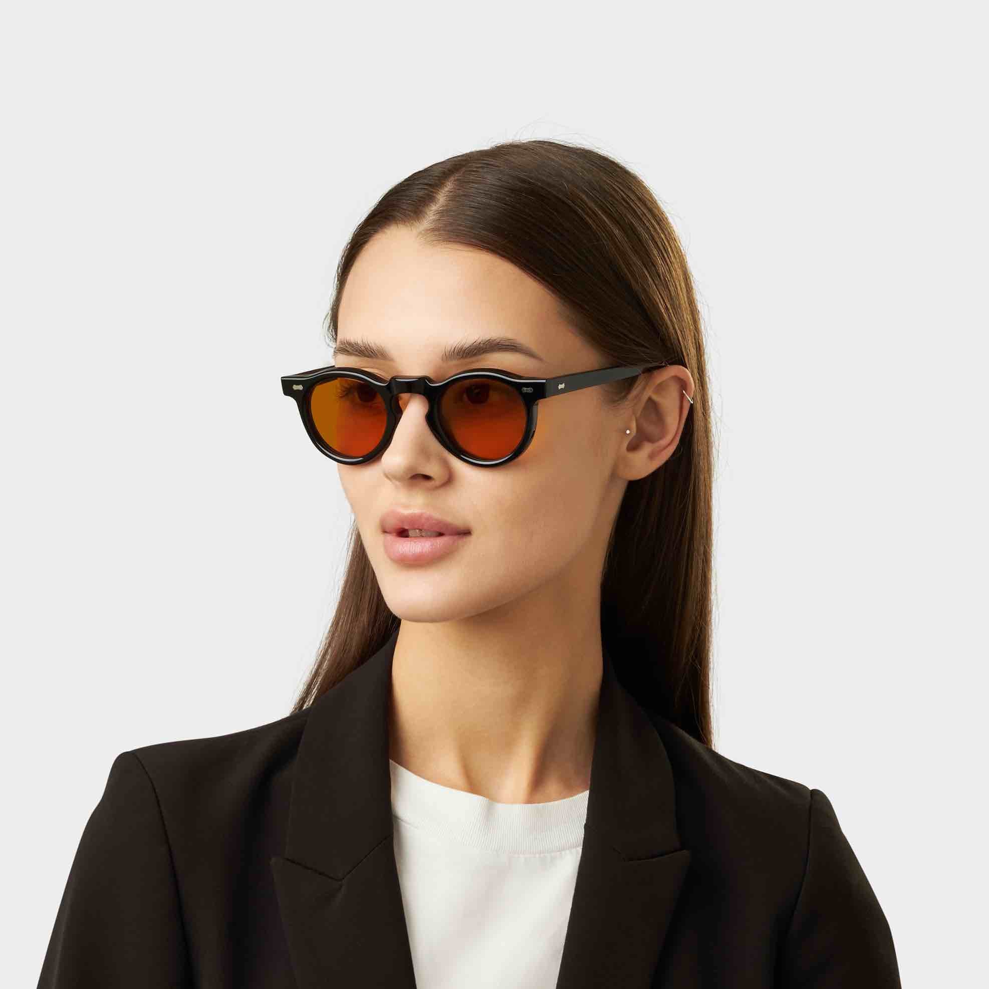 TBD Eyewear Welt Eco Black Orange Lens Sunglasses Woman