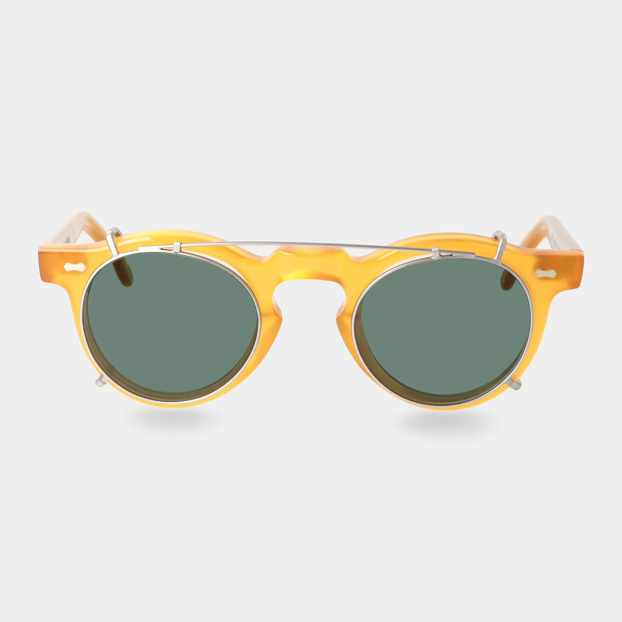 TBD Eyewear Welt with Clip Silver Bottle Green Lens Front